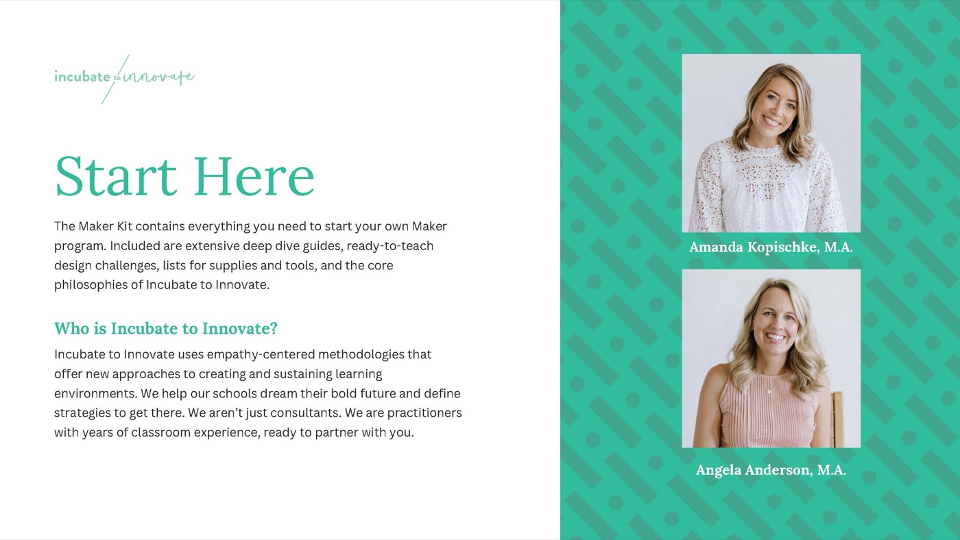 Start Here: who is Incubate to Innovate, introducing founders Amanda Kopischke and Angela Anderson